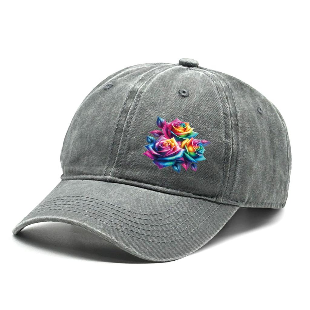 Colorful Flower Print Snapback Baseball Hat, Dad Hat Casual Slouchy Inelastic Lightweight Adjustable Sun Hat