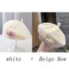 Flower Baby Beret Hat Winter Warm Knitted Beanie Cap for Infant Girls Korean Toddler Princess Artist Solid Color Painter Caps