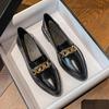 Plus Size 42 Oxford Shoes Woman Loafers 2025 Leather Flats Chains Sneakers Trend Girls Lolita Medium Heels Flats Spring