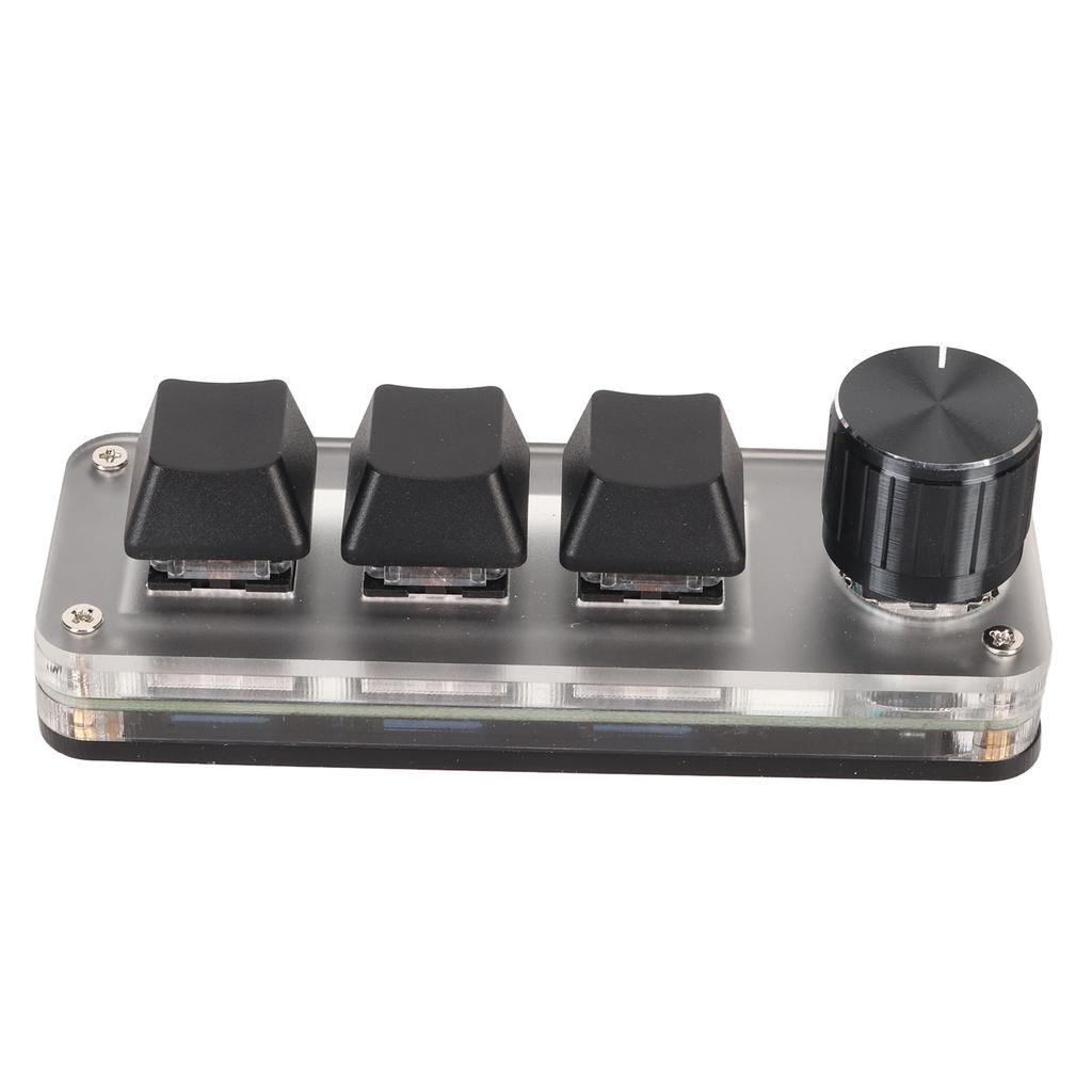 USB Mini 3-клавишная клавиатура с ручкой, программируемая своими руками, проводное подключение типа C, синий переключатель для управления одной рукой