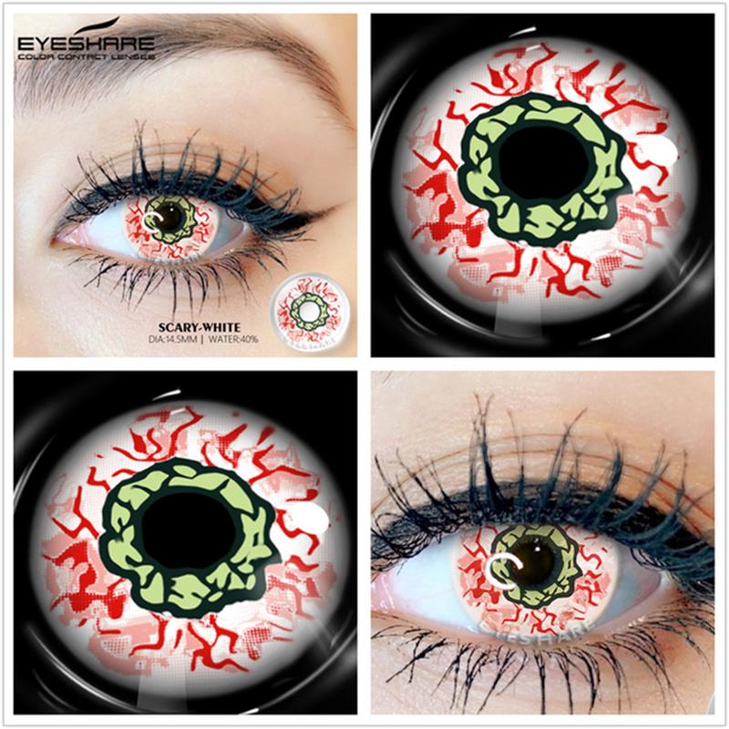 Eyeshare 1Pair Color Contact Lenses for Eyes Multicolored Lenses Anime Cosplay Eye Contacts Halloween White Black Lenses Yearly