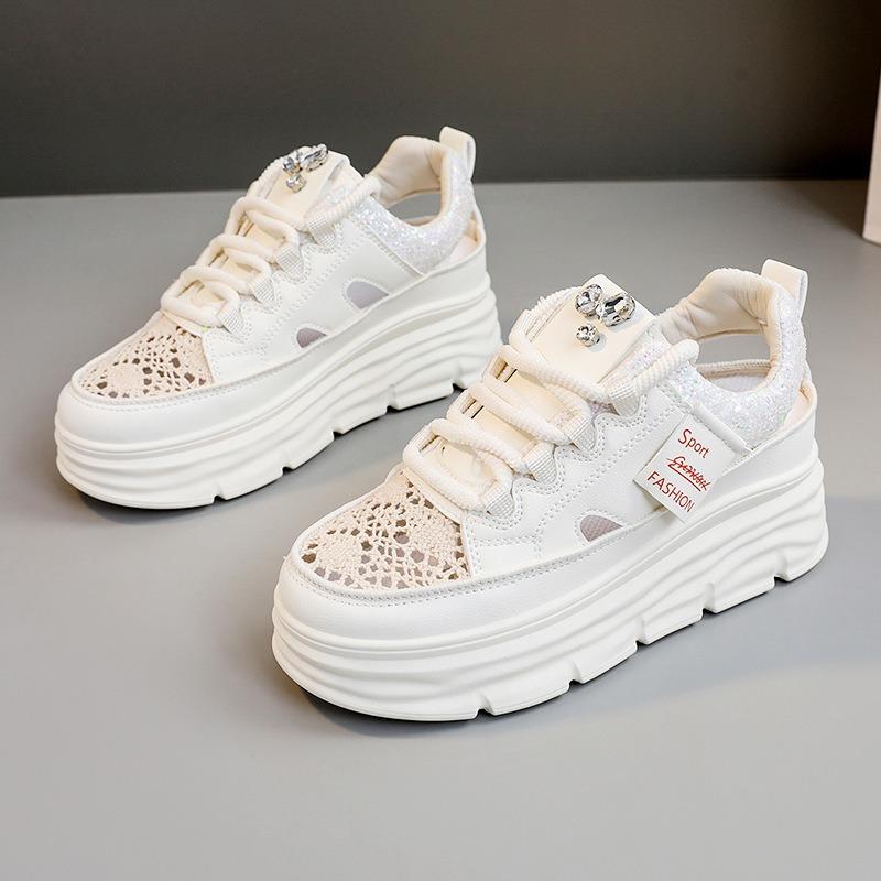 Fashion Women Fashion Sandals 2024 Summer New Breathable Hollow Out Platform Casual Shoes Designer Trend Increase Flat Shoe Mujer Verano