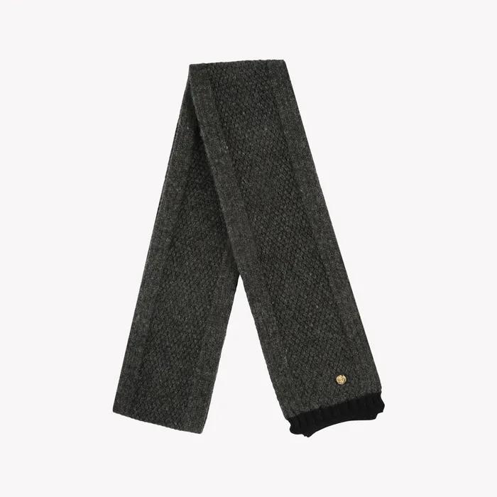 Wool Petite Long Scarf Charcoal Black