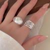 Geometric High-Polish Criss-Cross S925 Silver-Plated Open Ring - Women's Stackable Index Finger Jewelry