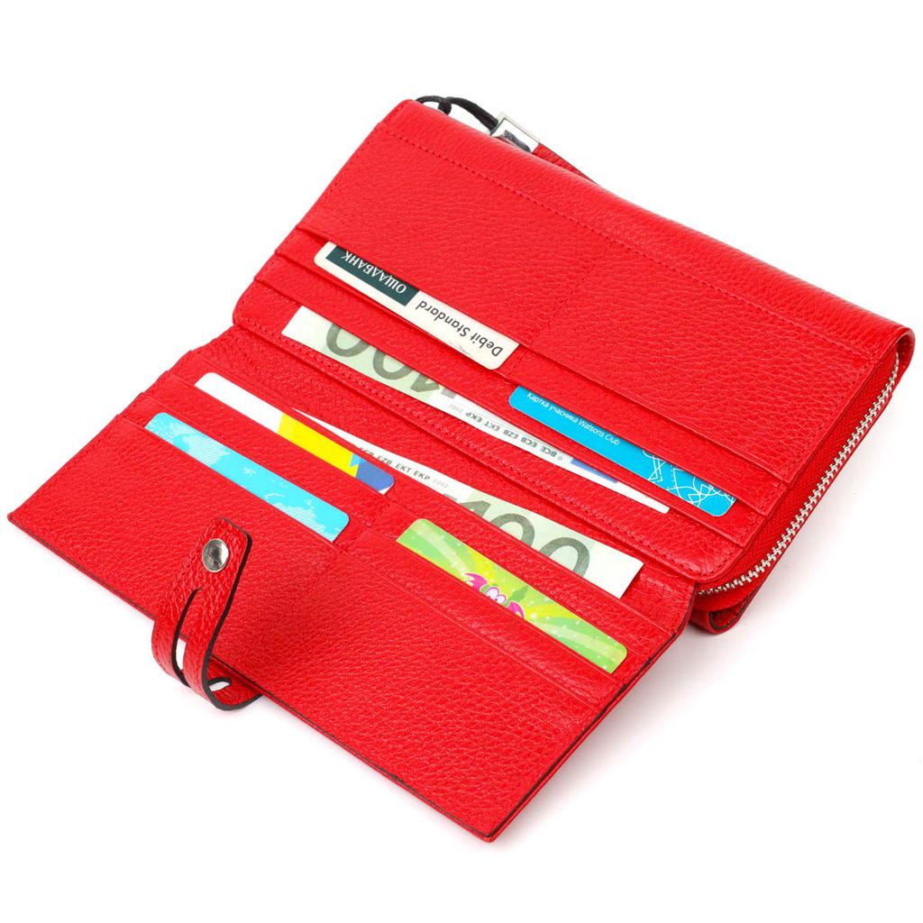 Яркий женский клатч с двумя блоками для кредитных карт из натуральной кожи Tony Bellucci Wallet 21985 Красный