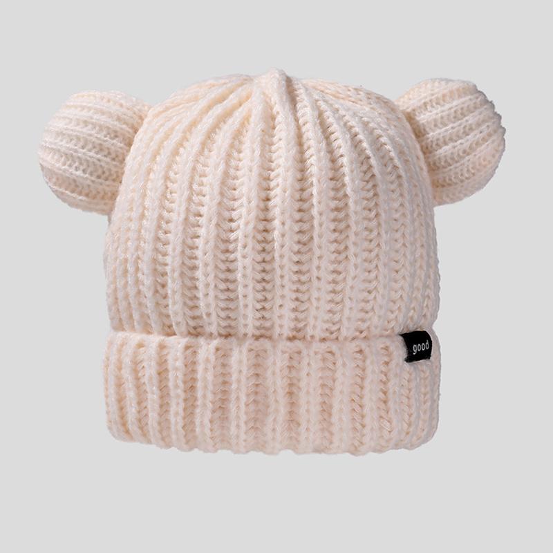 Y2K Медвежьи ушки утолщенные шапки женские мягкие плюшевые защитные уши симпатичные вязаные корейские шерстяные шапки крутые шапочки ручной работы для девочек