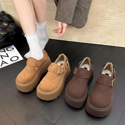 Женские осенне-зимние туфли на толстой подошве, ретро, легкие, универсальные, повседневные, одинарные туфли