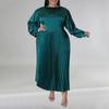 Women Dress Round Neck Lantern Sleeve Large Size Maxi Dress High