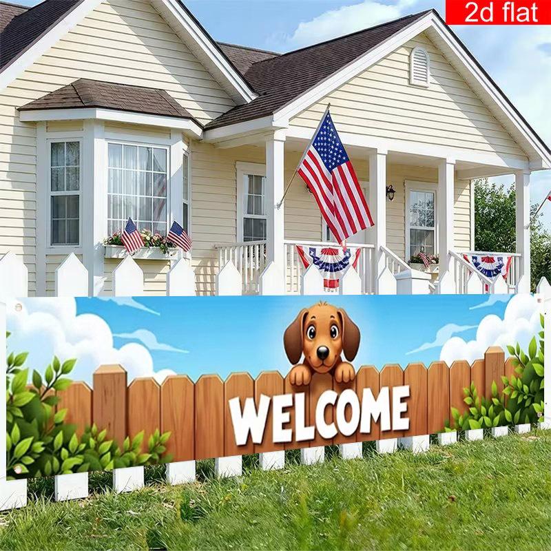 Dog Dog Garden Fence Banner, Outdoor Pet Home Welcome Decoration