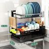Dish Drainer Rack, Detachable 2 Tier Dish Draining Rack and Drain Board Set for Kitchen Counter