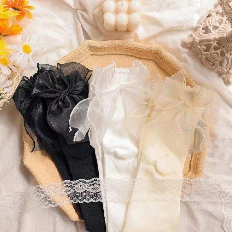 Женские модные носки средней длины с милым бантом для весны и осени