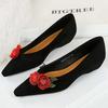 Fashion Large Size 43 Low Heeled Shoes Women Wedges 2.5 Cm Comfortable Low Heels Shoes Suede Flower Ladies Shoes Women Pumps Retro 2025