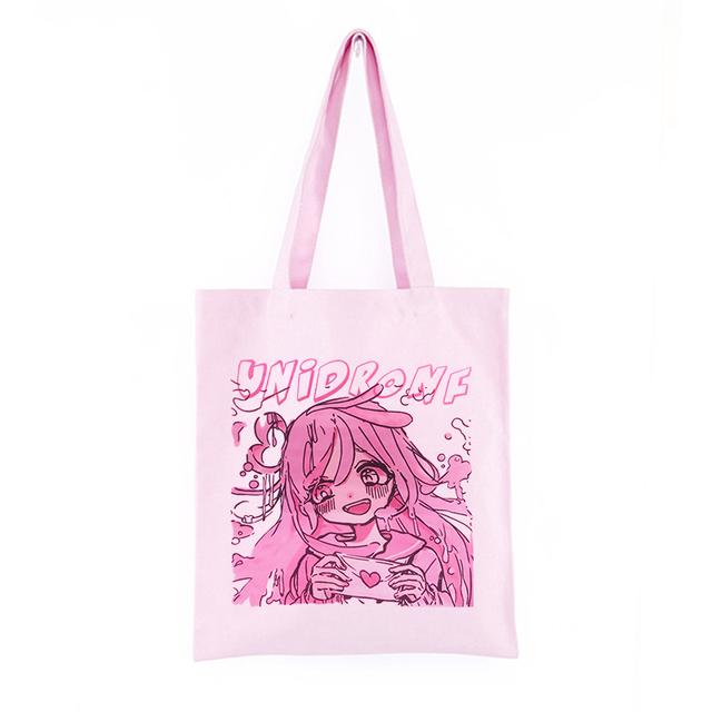 Холщовая сумка с принтом японского аниме, повседневная сумка-тоут, большая вместительная сумка, каваи, сумка-шоппер, милая модная женская сумка с героями мультфильмов, сумки на плечо