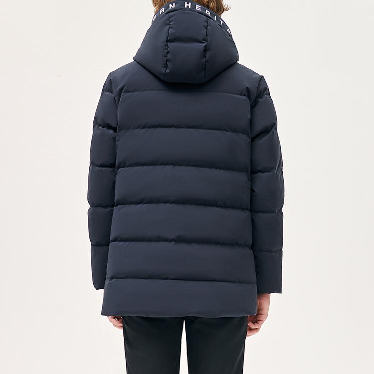 Fila Спортивная теплая пуховая куртка средней длины с капюшоном для мужчин, верхняя одежда, легендарно-синяя F11M141914F-NV