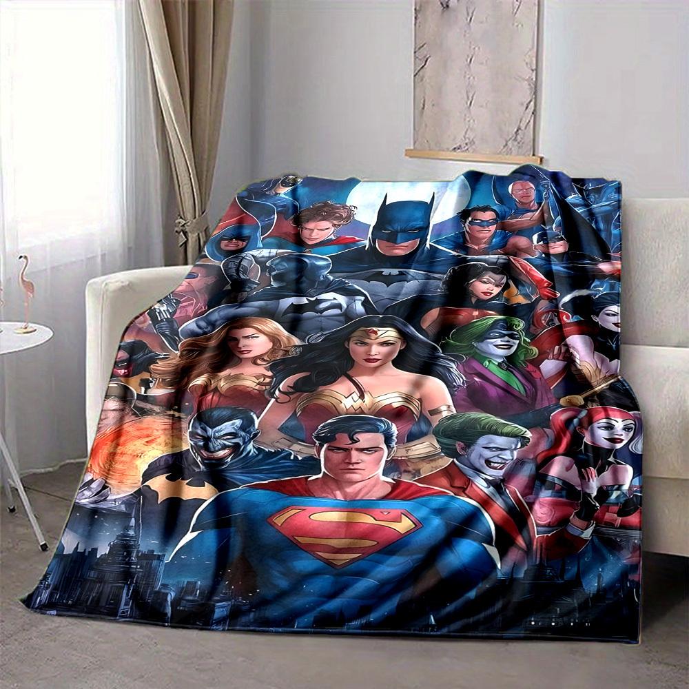 1pc Superheroes Flannel Throw Blanket Lightweight Soft Warm All Season Blanket for Sofa, Bed, Travel, Camping L1024166