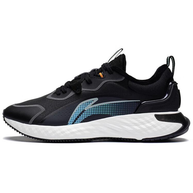 Li Ning Спортивная повседневная обувь с амортизацией, низкая, мужская, черная с синим, AGLS219-2