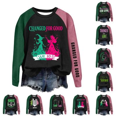 Круглый вырез с длинным рукавом толстовки для женщин принт графический топ повседневные базовые топы пуловер