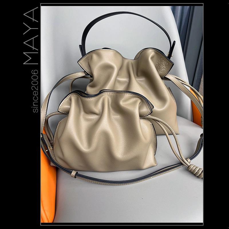 2024 Soft Cowhide Drawstring Bucket Bag – Women's Crossbody In Autumn/Winter Style