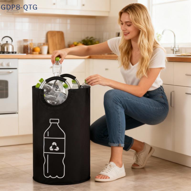 NEW 82L Empty Bottle Storage Basket Folding Kitchen Wastewater Bottle Collector Bag With Aluminum Handle Large Capacity Bin