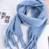 Korean Style Long Wool Tassel Scarf Solid Color Cashmere Shawl Trendy Winter Cashmere Scarf  Women