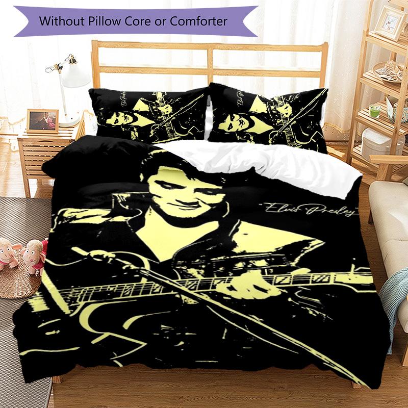 Elvis 3pcs Bedding Set Duvet Cover Closure Includes 1 Duvet Cover & 2 Pillowcases for All Seasons Bedroom Home Dorm Decor