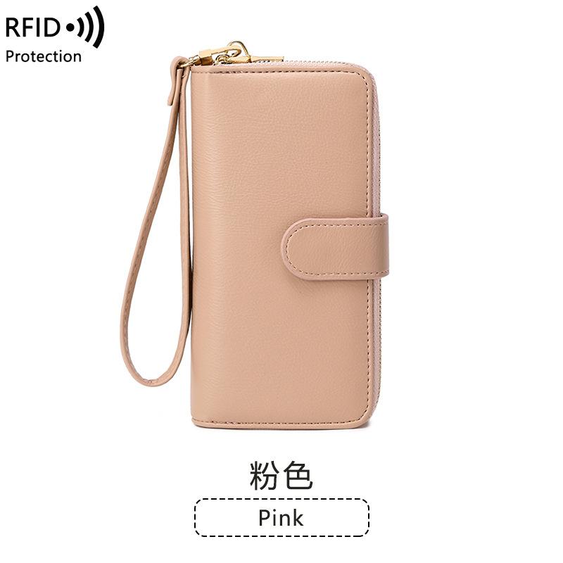 Новый женский кошелек с защитой от кражи, кошелек из мягкой кожи с несколькими отделениями на молнии, многофункциональный кошелек для мобильного телефона