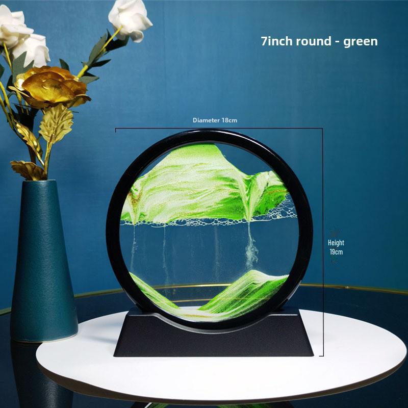 Creative 3D Quicksand Painting Round Glass Craft Hourglass - Unique Desktop Ornament Gift