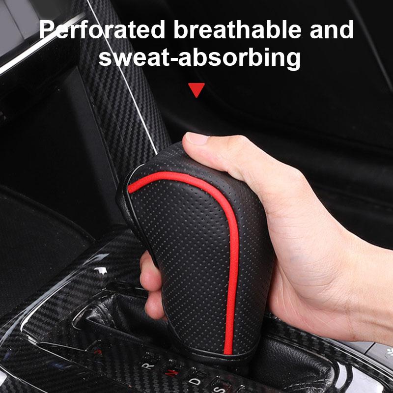 SEAMETAL Universal Car Gear Shift Collars Interior Gear Shift Knob Covers Genuine Leather Gear Sleeve Protector Accessories