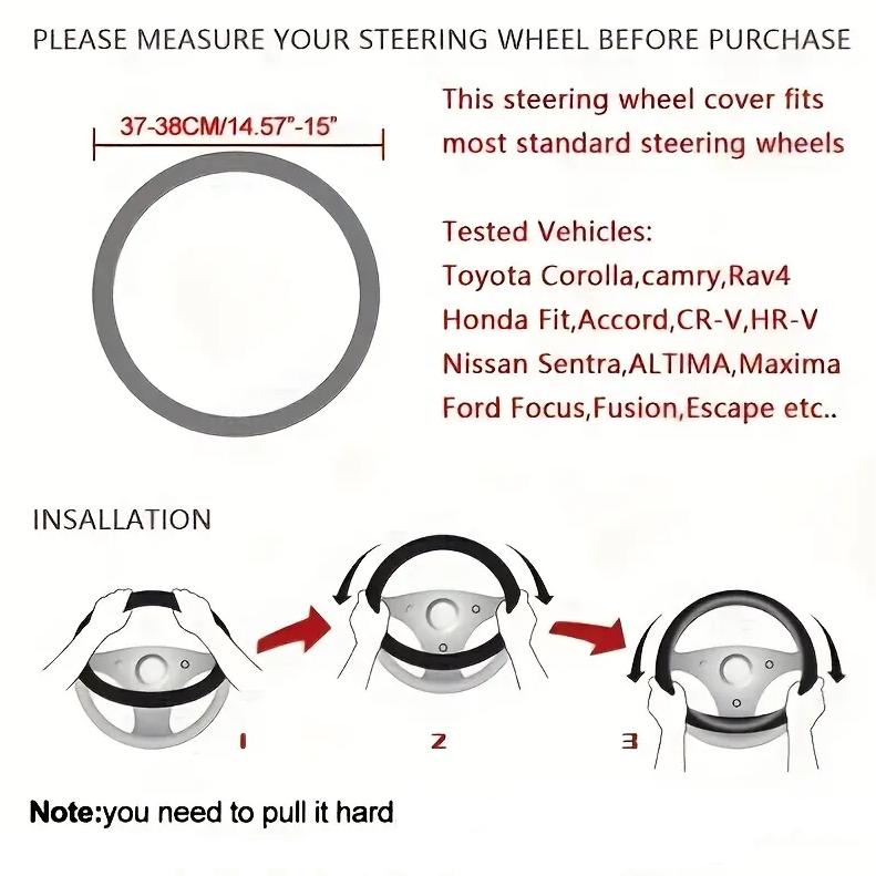 Чехол на руль автомобиля, противоскользящая подушка из микрофибры, универсальная для рулевых колес 38 см