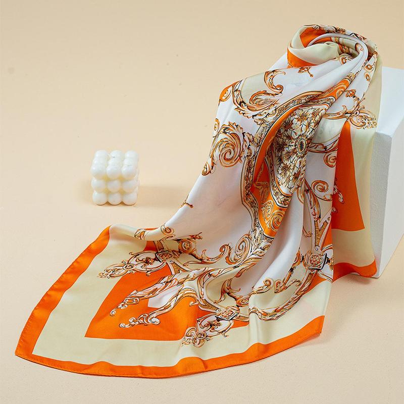 Silk Scarf 70x70cm Luxury Brand Designer Hair Leopard Print Handkerchief Hijab Shawl Women Bandanna Foulard Muffler Wrap