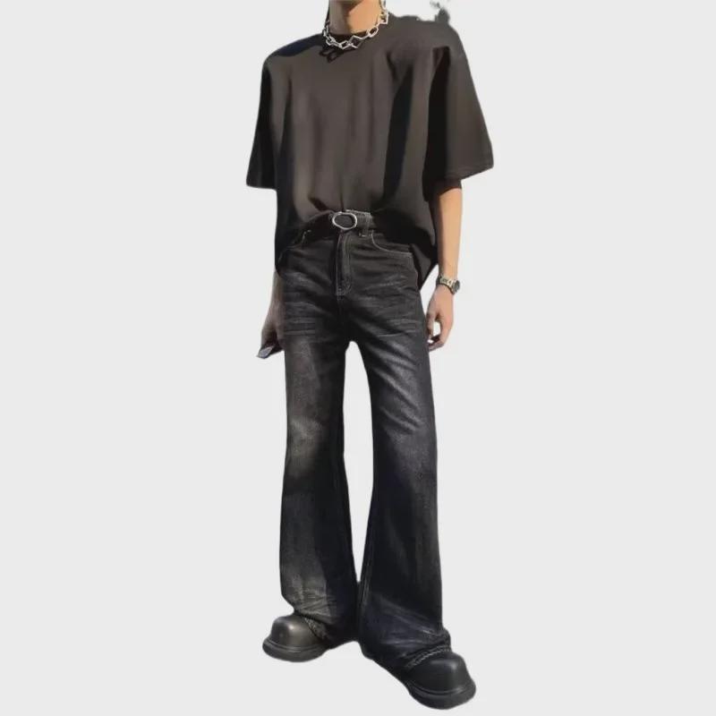 Черные расклешенные джинсы в стиле ретро для мальчиков — повседневные и универсальные (2024)