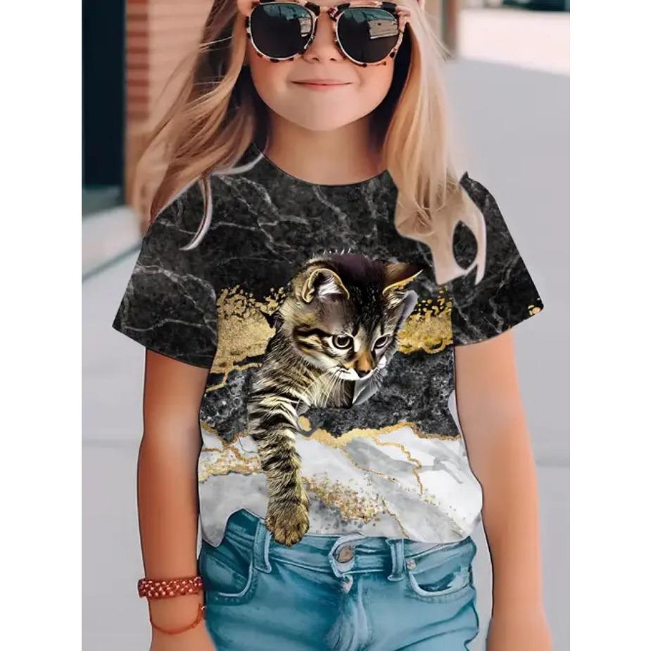 Детская футболка Модная и качественная детская женская футболка с коротким рукавом с рисунком совы