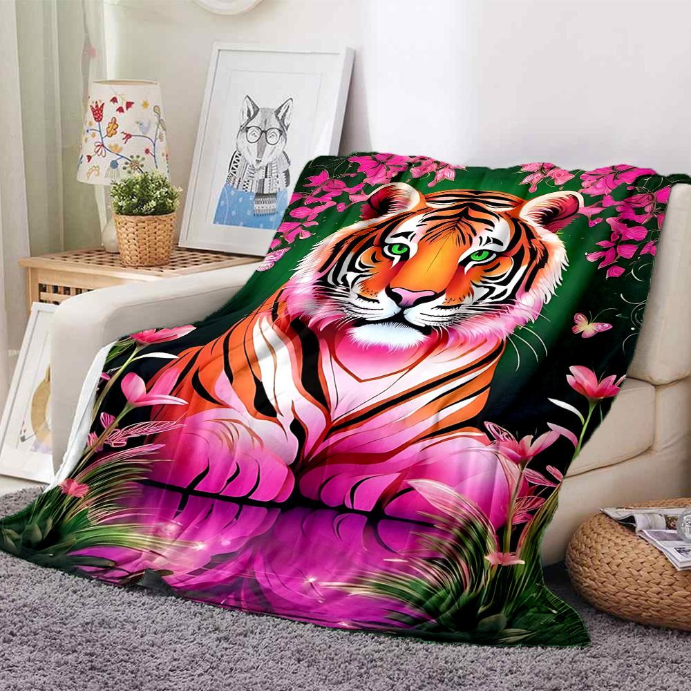 1PC Tiger, Floral Blanket, Throw For Sofa, Bed, Travel, Printing Blanket With Soft And Warm Fabric yy250918139