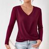 Spring Autumn Plus Size Women's Clothing Simple Solid Color Long Sleeved Casual Comfortable Daily Top
