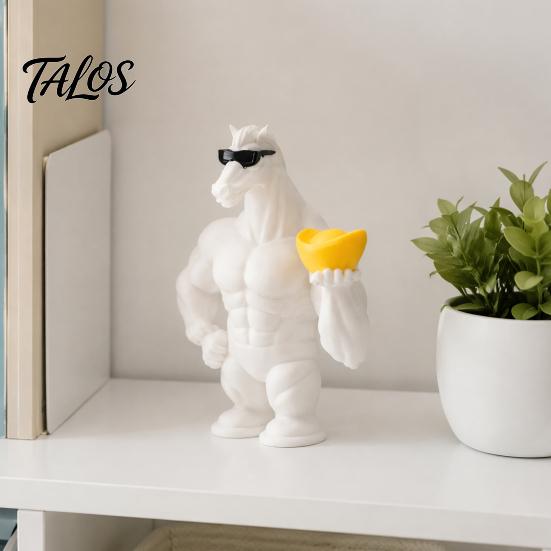 Крутая фигурка животного, 3D-печатная фигурка мускулистой лошади, Скульптура с солнцезащитными очками и золотыми слитками, Креативная статуэтка для рабочего стола, символизирующая успех и богатство