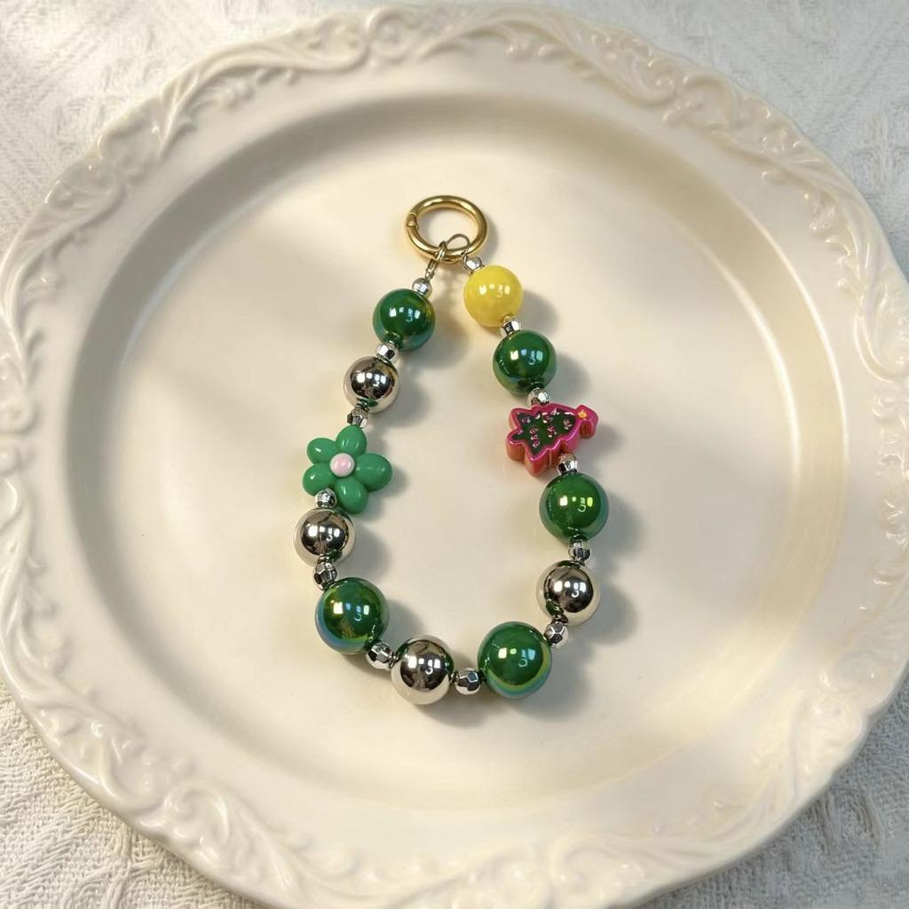 Key Pendant Sweet Acrylic Beaded Charm Purse Charm Holiday-Themed Bag Charm For Christmas Gatherings Mobile Phones Purse