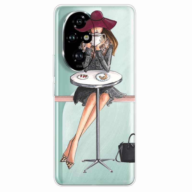 For Honor 200 / 200 Lite / 200 Pro Case Clear Soft TPU Lovely Silicone Back Cases for Honor 200 Pro Transparent Cat Bumpers