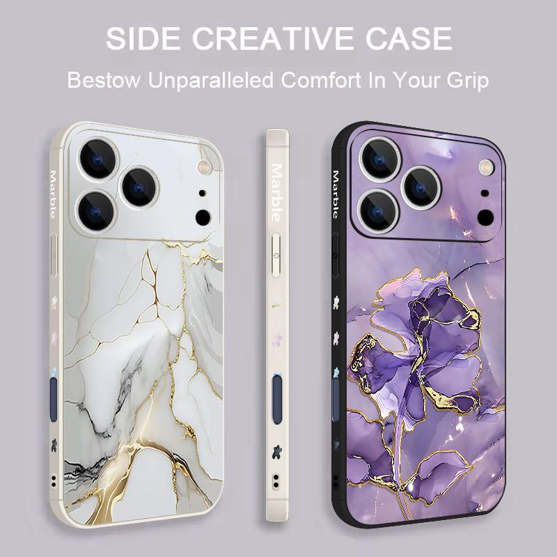 Чехол-шнурок с узором под золотой мрамор для iPhone 17 Pro Max Funda iPhone 16 15 14 13 Pro Max 11 16E 17E Мягкий силиконовый чехол