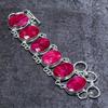 Ruby(Simulated) Gemstone Handmade 925 Sterling Silver Bracelet 7-8"