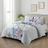 White Leaf Three-piece Quilt Cover Digital Printing Bedding Set Simple Flower Bed Cover