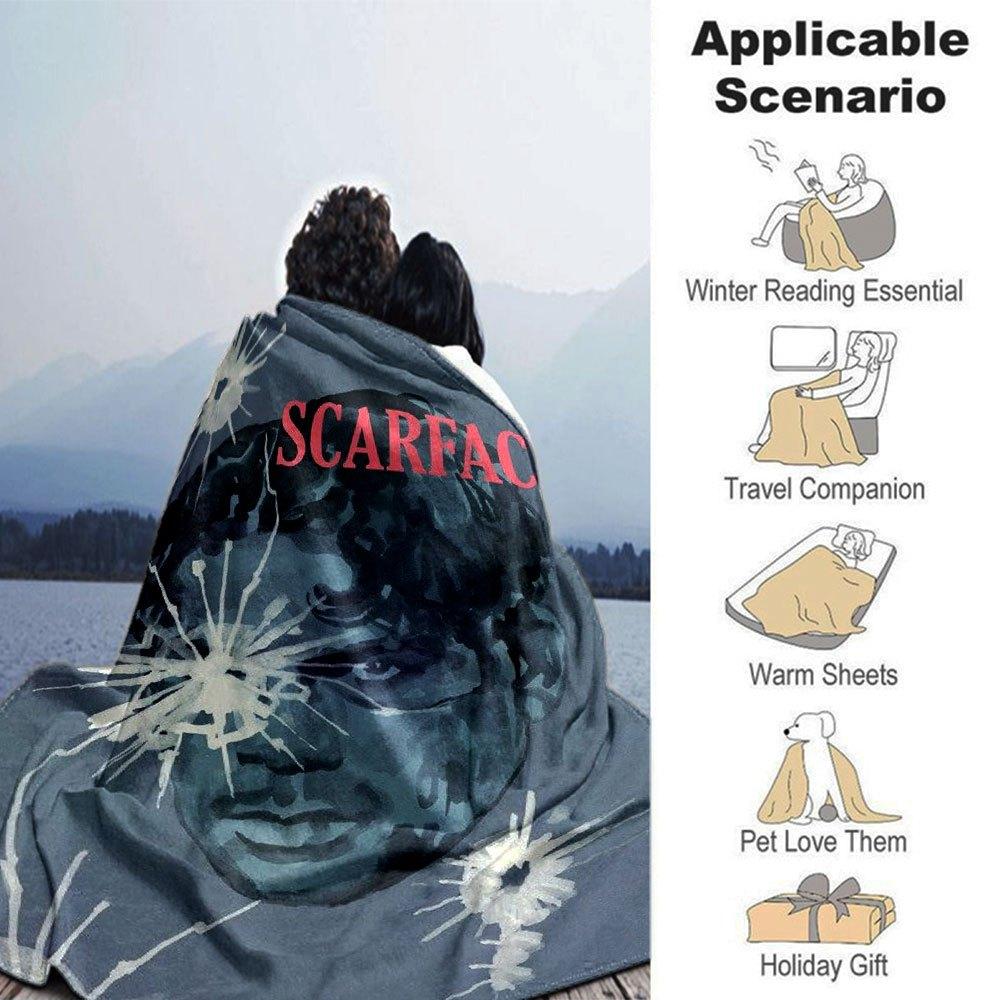 1pc Scarface-Inspired Flannel Blanket - Soft Cozy All-Season Throw for Bedroom, Sofa, Camping, Travel - Perfect Gift for Movie FansB82