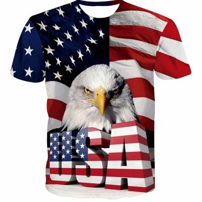 Новая футболка с флагом США для мужчин и женщин, узор в полоску и звезды, 3D-печать, футболки с орлом, американским флагом, мужские футболки, летние топы, футболки
