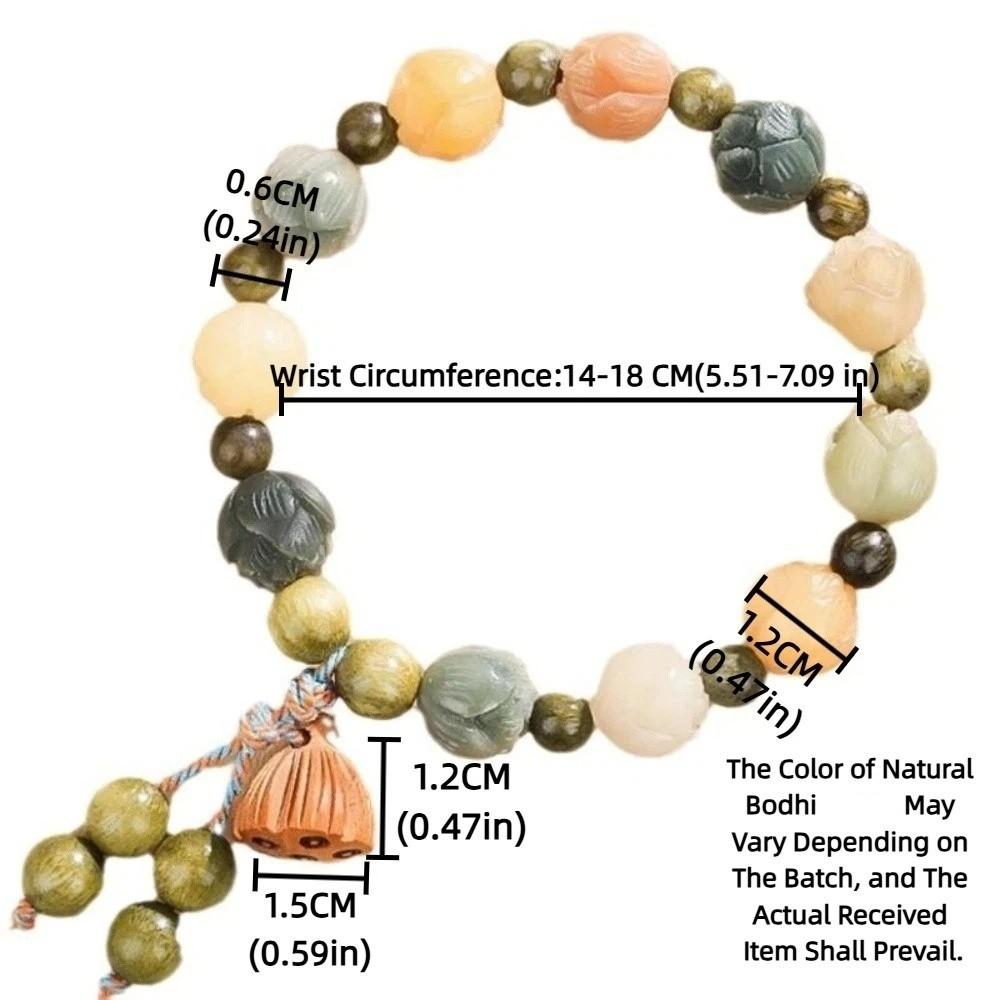 Lotus Charm Tibetan Buddha Bracelet Natural Resin Wooden Beads Bracelet  Yoga Practice