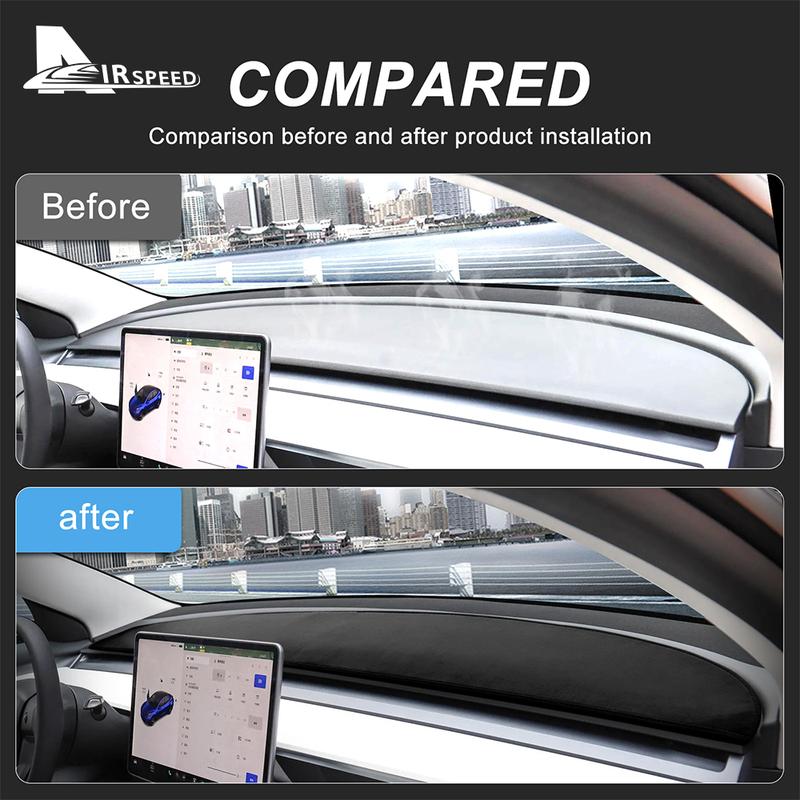 Suede Dashboard Cover Pad For Tesla Model 3 Model Y 2017- Sunshade Anti-UV Dash Mat Sun-shading Non-slip