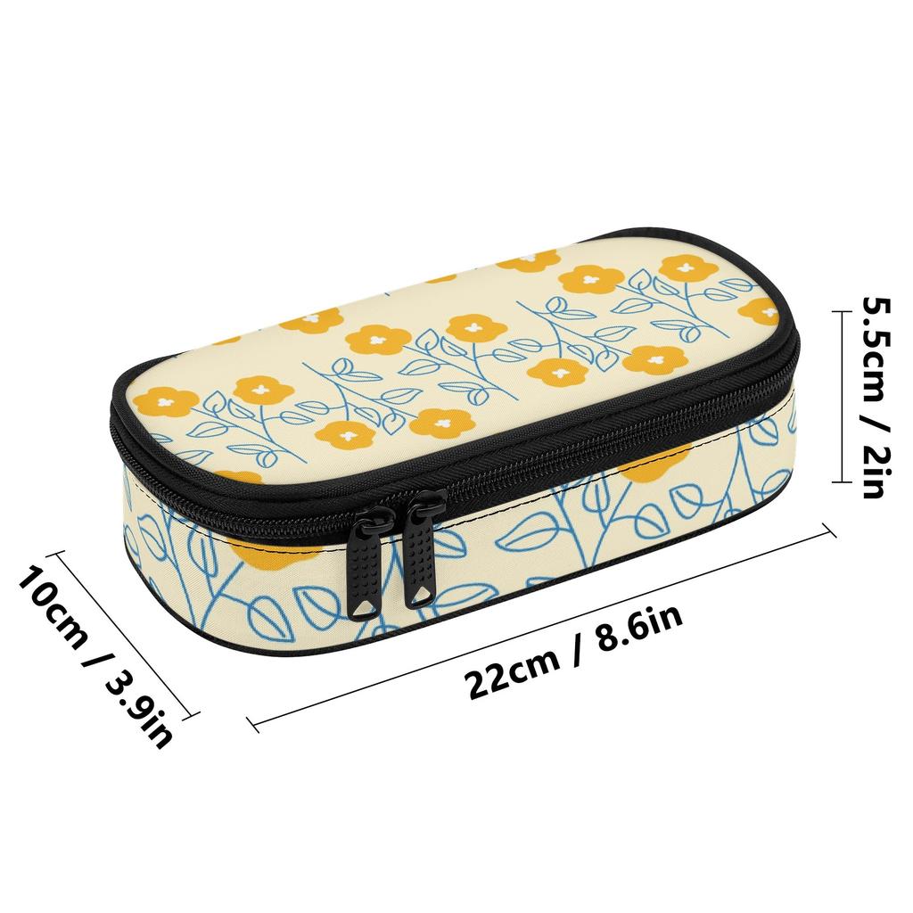 Pencil Case Secure Zipper Roomy Interior Durable 300D Polyester with Main Compartment Mesh Pocket and Pen Slots for Classroom Use