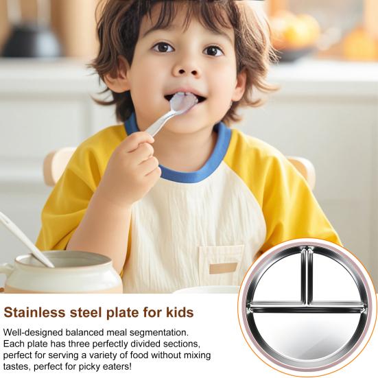 Обеденная тарелка из нержавеющей стали, разделенная на тарелки, круглая сервировочная тарелка, столовая, обеденные блюда, контейнер для детей