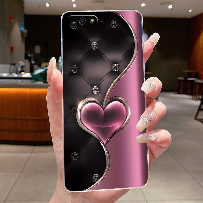 Phone Case For Huawei Y6 2018 Fundas Capa Butterfly Bow Protective Casing Transparent Soft Silicone TPU Cover Coque