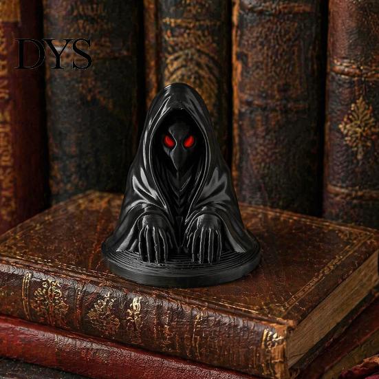 Игровой стеллаж Дисплей Фигурка призрака в плаще на Хэллоуин с красными глазами, 3D-печать, матовая, креативные подарки, черный готический орнамент для стола, шкафа