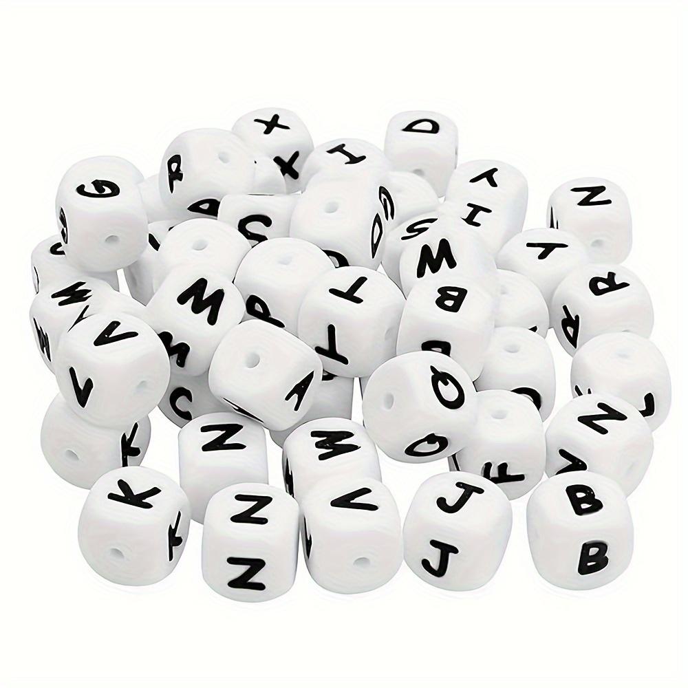 26 силиконовых бусин с буквами, квадратные бусины с буквами AZ размером 12 мм, используются для изготовления брелоков с силиконовыми бусинами с буквами