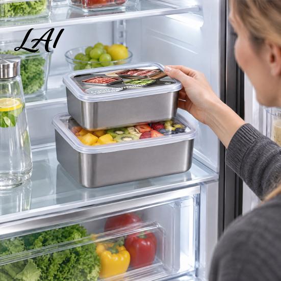 Versatile Airtight Storage for Pantry Stainless Steel Food Containers with Glass Lids Reusable Metal Keepers Leftovers Leakproof Kitchen Prep